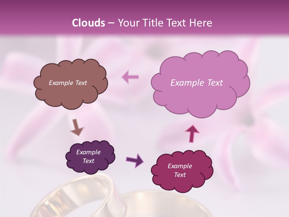 Two Gold Wedding Rings Sitting On Top Of A Table PowerPoint Template