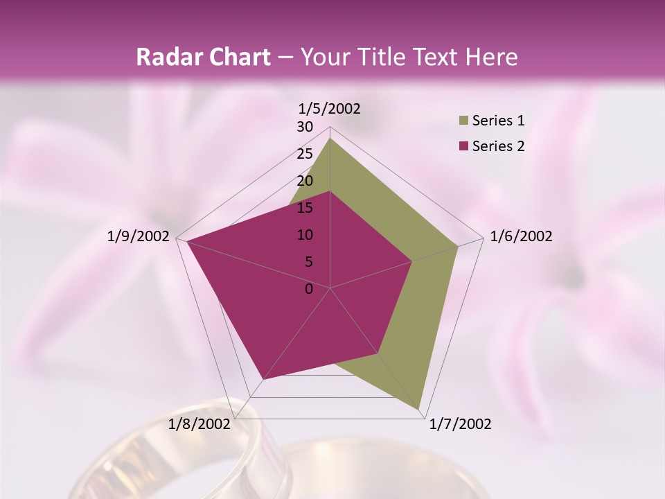 Two Gold Wedding Rings Sitting On Top Of A Table PowerPoint Template