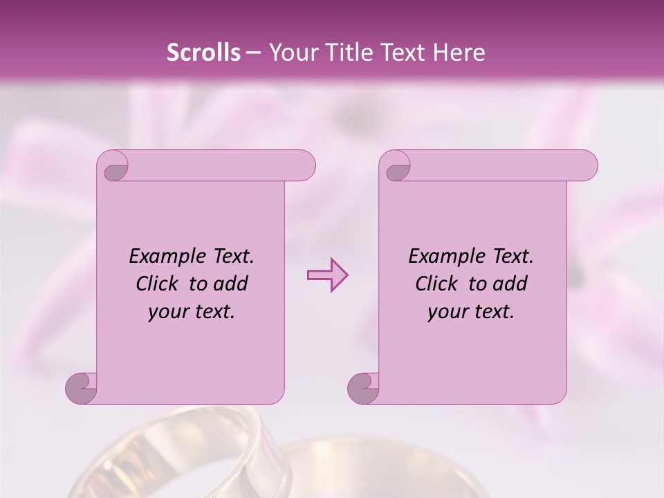 Two Gold Wedding Rings Sitting On Top Of A Table PowerPoint Template