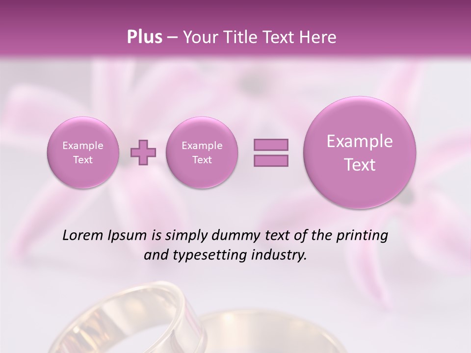 Two Gold Wedding Rings Sitting On Top Of A Table PowerPoint Template