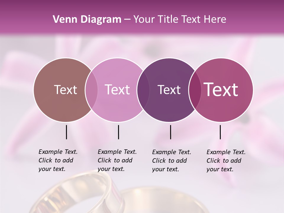 Two Gold Wedding Rings Sitting On Top Of A Table PowerPoint Template