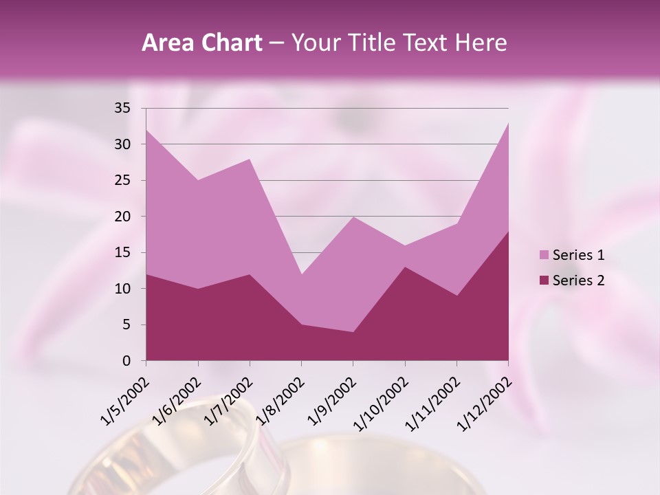 Two Gold Wedding Rings Sitting On Top Of A Table PowerPoint Template