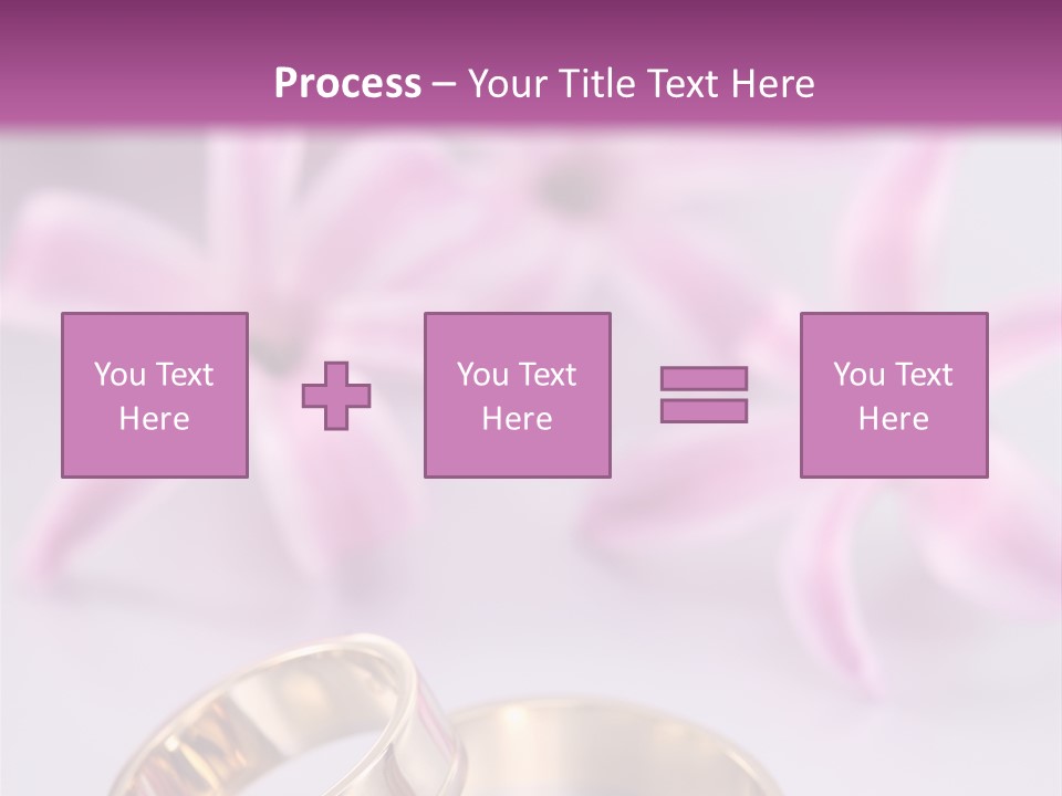 Two Gold Wedding Rings Sitting On Top Of A Table PowerPoint Template