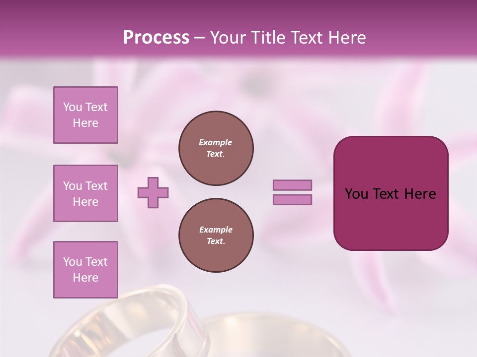 Two Gold Wedding Rings Sitting On Top Of A Table PowerPoint Template