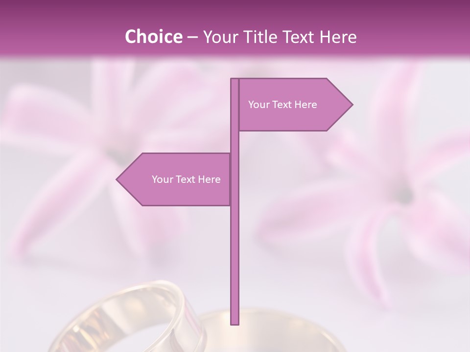 Two Gold Wedding Rings Sitting On Top Of A Table PowerPoint Template