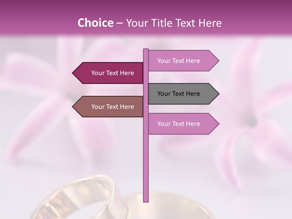 Two Gold Wedding Rings Sitting On Top Of A Table PowerPoint Template