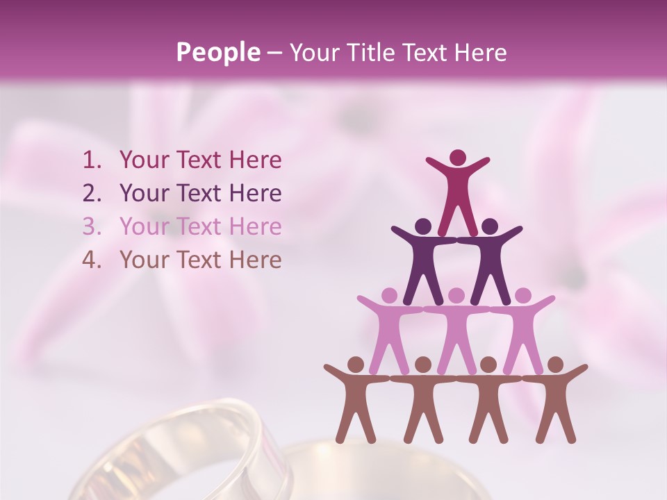 Two Gold Wedding Rings Sitting On Top Of A Table PowerPoint Template