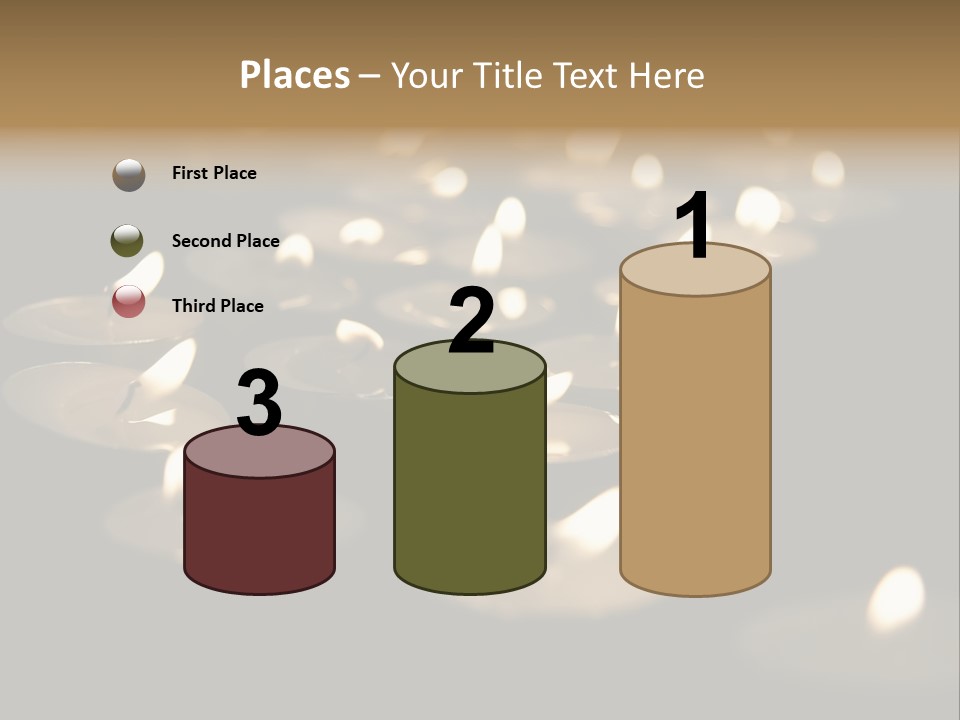 Burning Tea Lights On Black Background, With Selective Focus PowerPoint Template