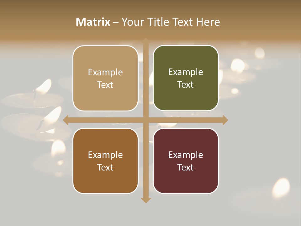 Burning Tea Lights On Black Background, With Selective Focus PowerPoint Template