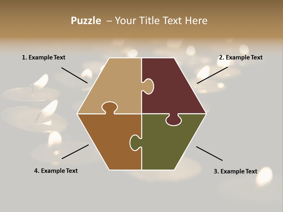 Burning Tea Lights On Black Background, With Selective Focus PowerPoint Template