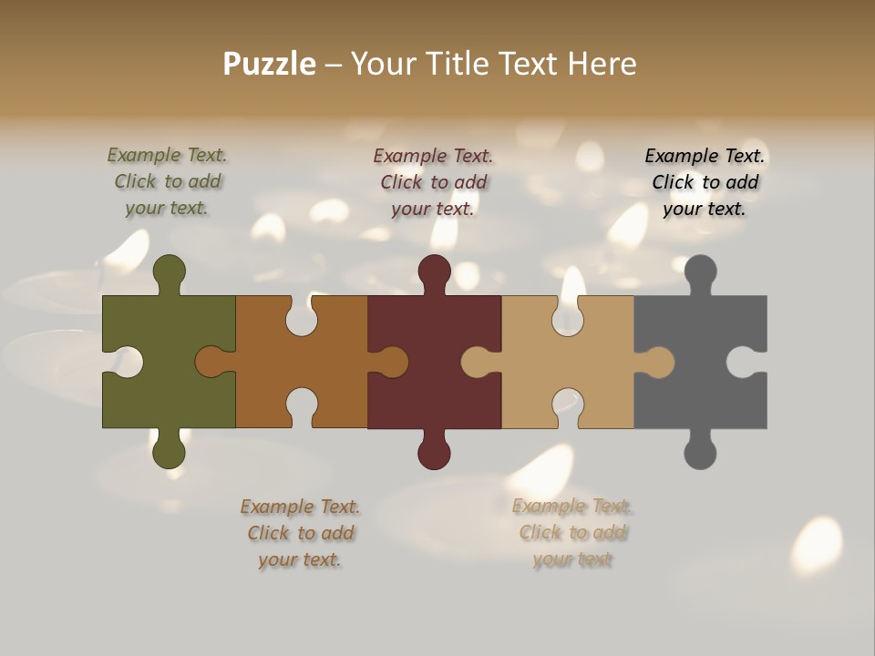 Burning Tea Lights On Black Background, With Selective Focus PowerPoint Template