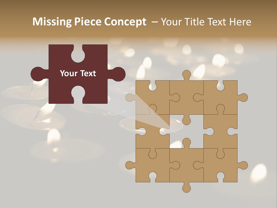 Burning Tea Lights On Black Background, With Selective Focus PowerPoint Template