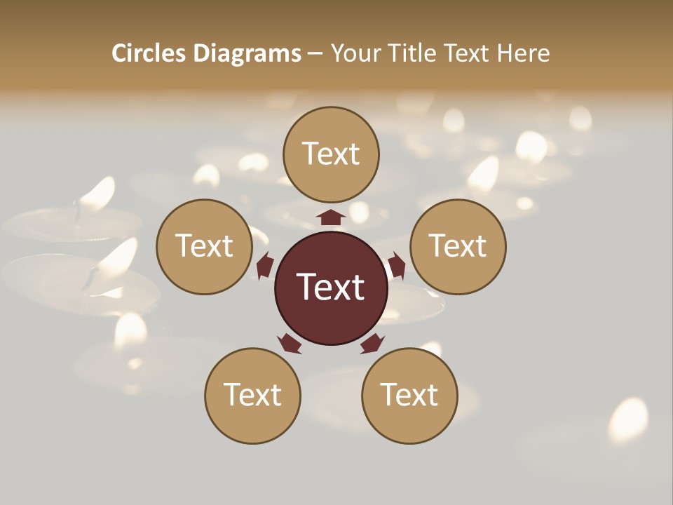 Burning Tea Lights On Black Background, With Selective Focus PowerPoint Template