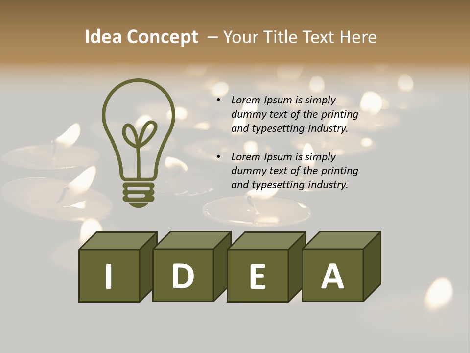 Burning Tea Lights On Black Background, With Selective Focus PowerPoint Template