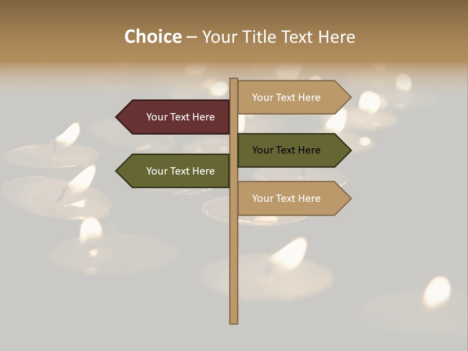 Burning Tea Lights On Black Background, With Selective Focus PowerPoint Template