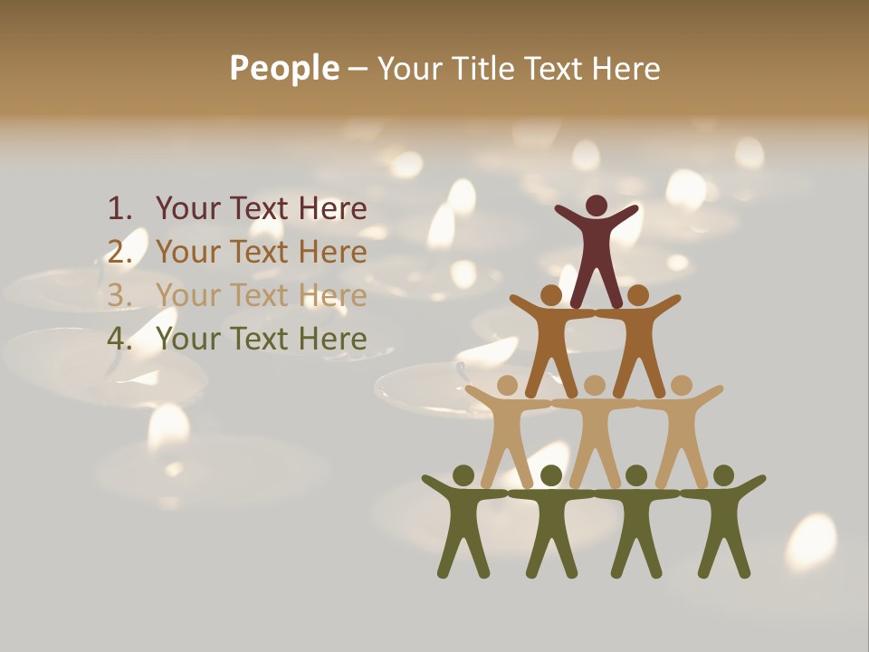 Burning Tea Lights On Black Background, With Selective Focus PowerPoint Template