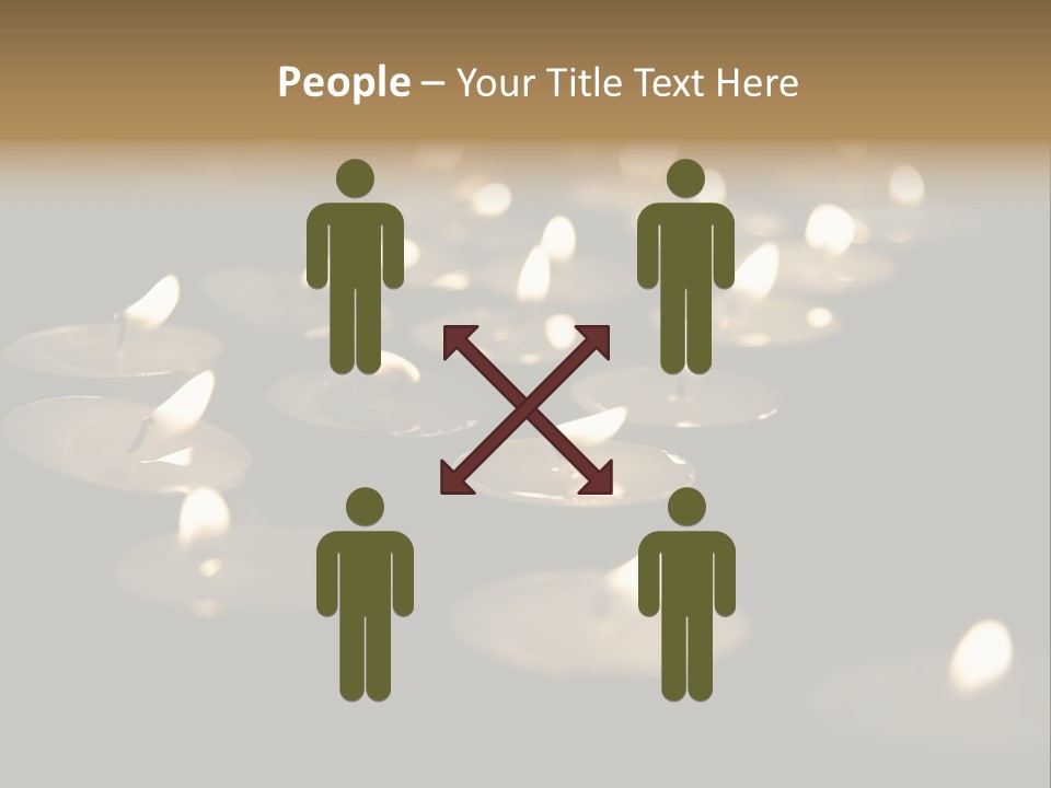 Burning Tea Lights On Black Background, With Selective Focus PowerPoint Template