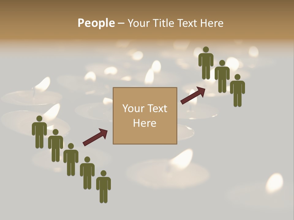 Burning Tea Lights On Black Background, With Selective Focus PowerPoint Template