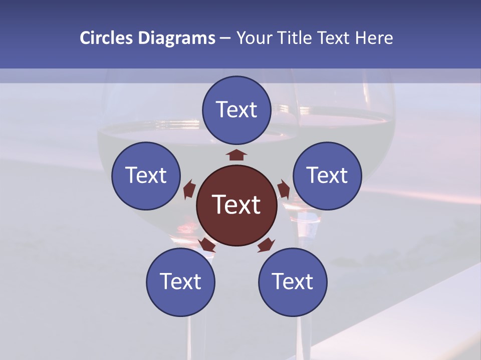Two Glasses Of Red Wine Sitting On A Ledge Over Looking The Beach, Ocean And Beautiful Sunset. PowerPoint Template