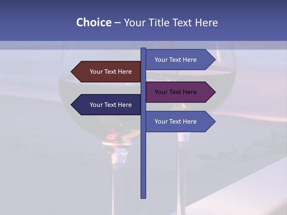 Two Glasses Of Red Wine Sitting On A Ledge Over Looking The Beach, Ocean And Beautiful Sunset. PowerPoint Template