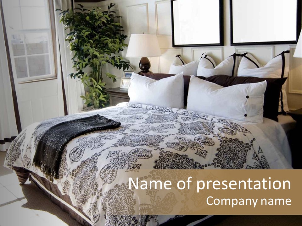 Beautiful Showcase Bedroom Interior PowerPoint Template