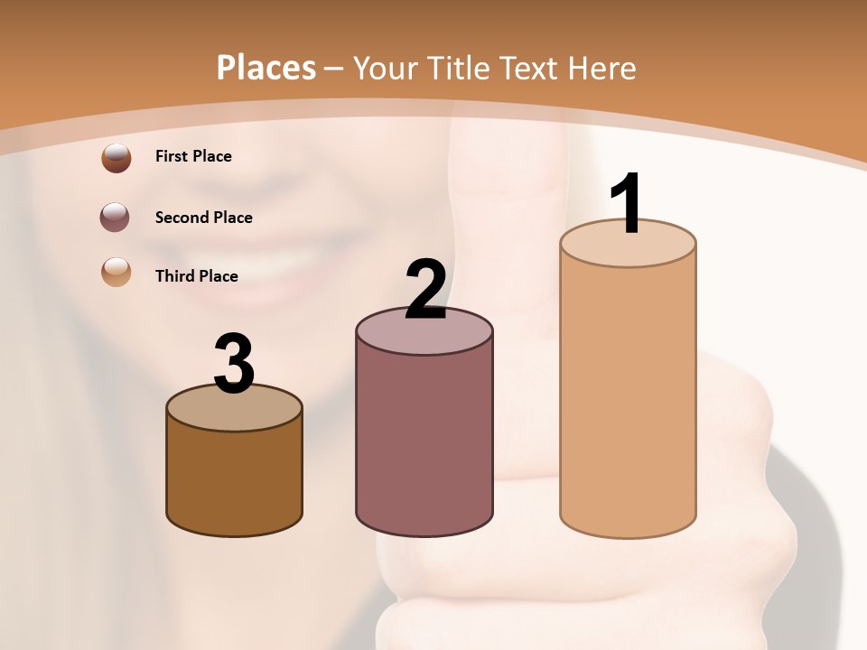 A Woman Giving A Thumbs Up With A Brown Background PowerPoint Template