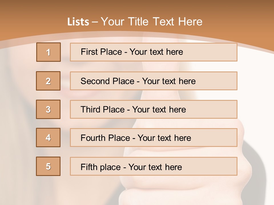 A Woman Giving A Thumbs Up With A Brown Background PowerPoint Template