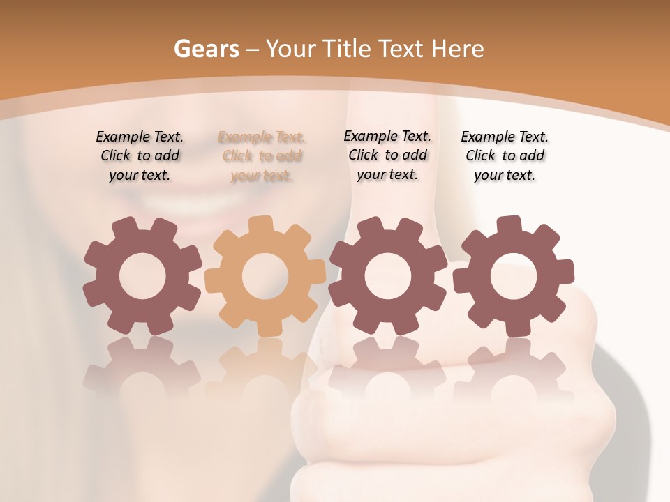 A Woman Giving A Thumbs Up With A Brown Background PowerPoint Template