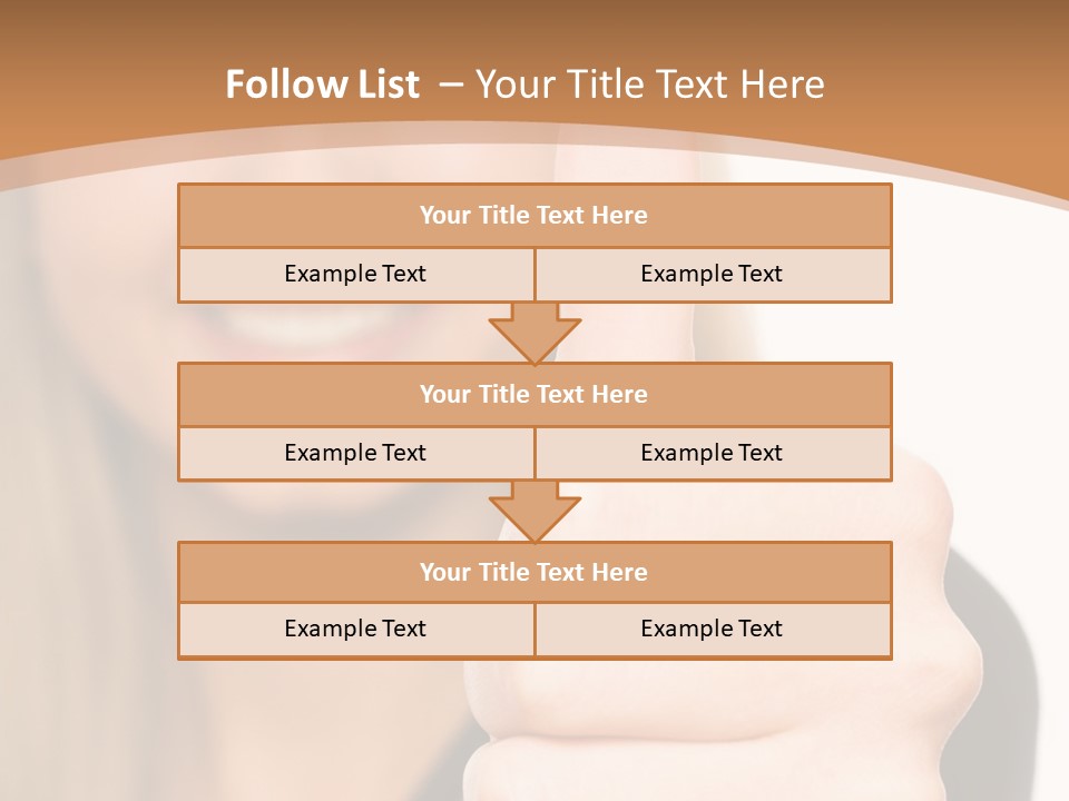 A Woman Giving A Thumbs Up With A Brown Background PowerPoint Template