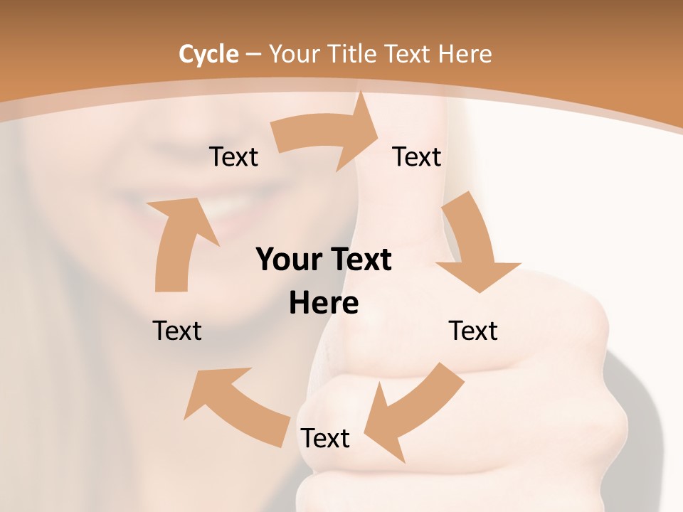 A Woman Giving A Thumbs Up With A Brown Background PowerPoint Template