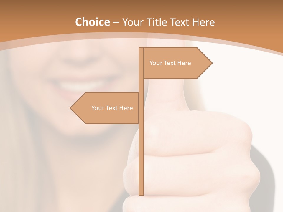 A Woman Giving A Thumbs Up With A Brown Background PowerPoint Template