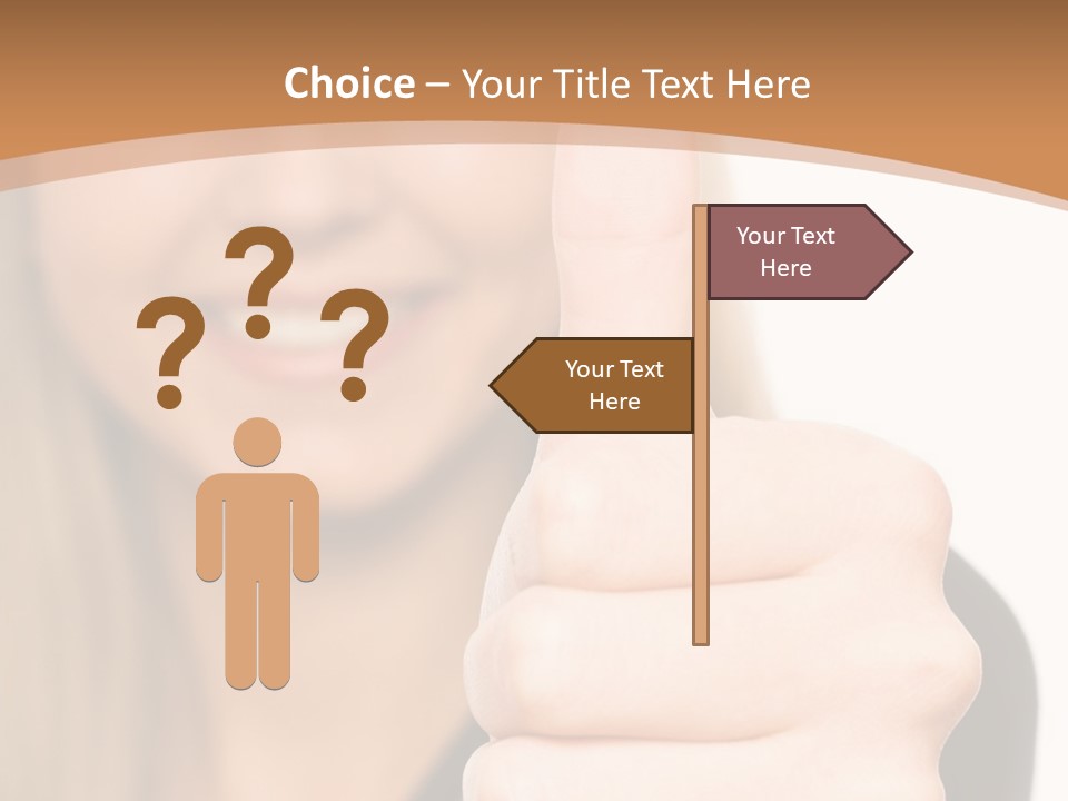 A Woman Giving A Thumbs Up With A Brown Background PowerPoint Template