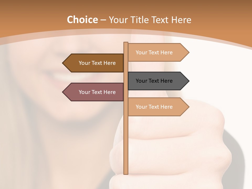 A Woman Giving A Thumbs Up With A Brown Background PowerPoint Template