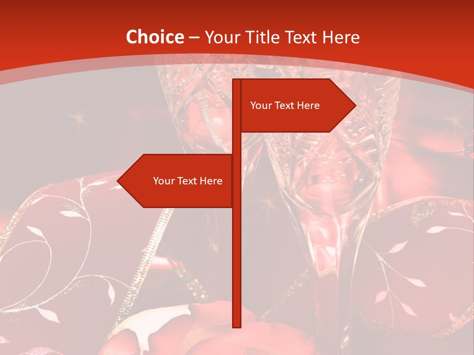 Celebration Table, Rose And Glasses With Champagne PowerPoint Template