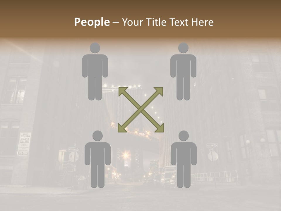 Manhattan Bridge,View From Washington Street , New York,United States Of America PowerPoint Template