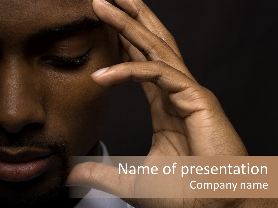 African American Businessman Is Thinking Intensely PowerPoint Template