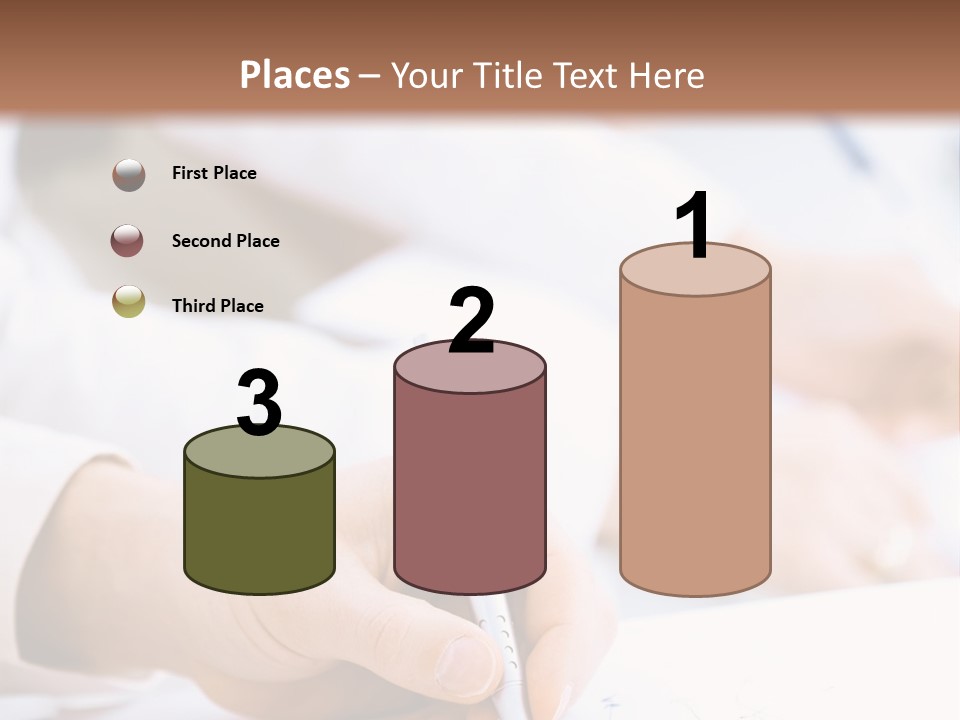 Business People Sitting In A Row And Writing Notes. Close-Up Of Writing Hands. Browse My Portfolio For Horizontal Version. PowerPoint Template