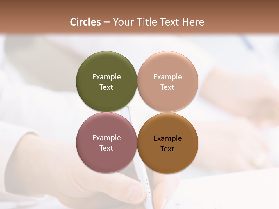 Business People Sitting In A Row And Writing Notes. Close-Up Of Writing Hands. Browse My Portfolio For Horizontal Version. PowerPoint Template