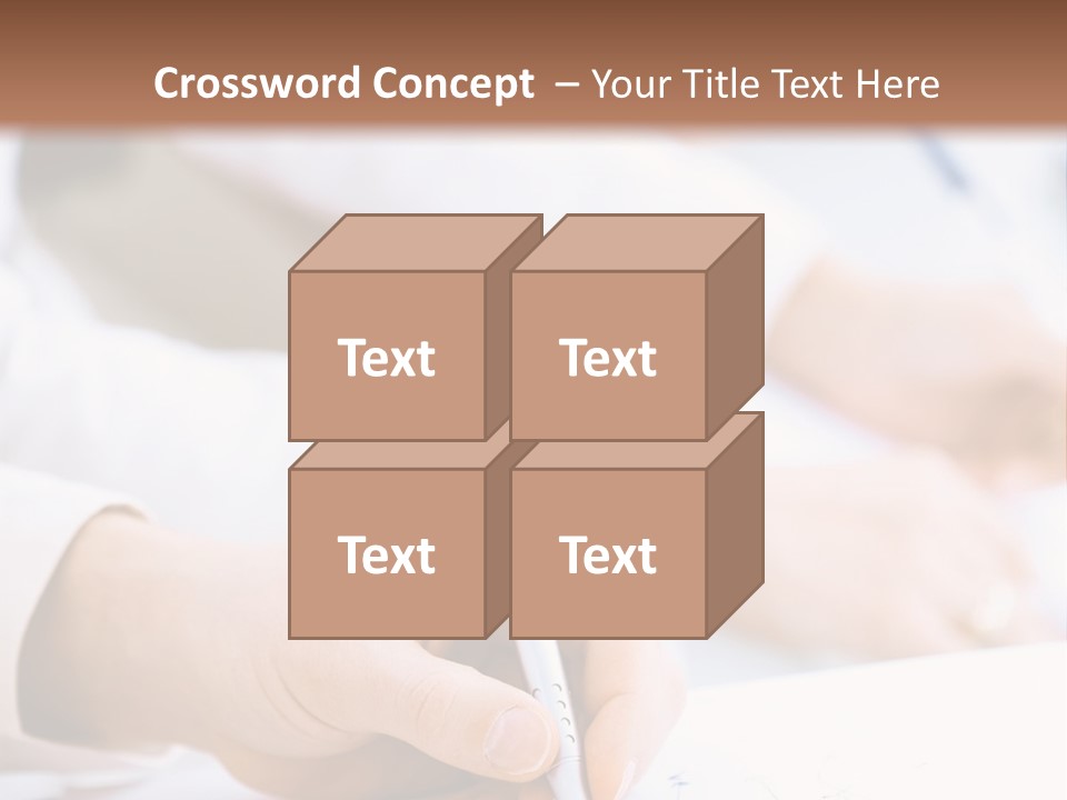 Business People Sitting In A Row And Writing Notes. Close-Up Of Writing Hands. Browse My Portfolio For Horizontal Version. PowerPoint Template