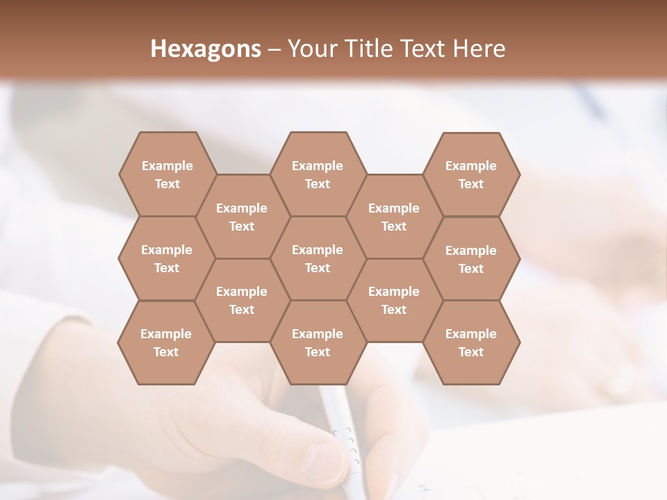 Business People Sitting In A Row And Writing Notes. Close-Up Of Writing Hands. Browse My Portfolio For Horizontal Version. PowerPoint Template