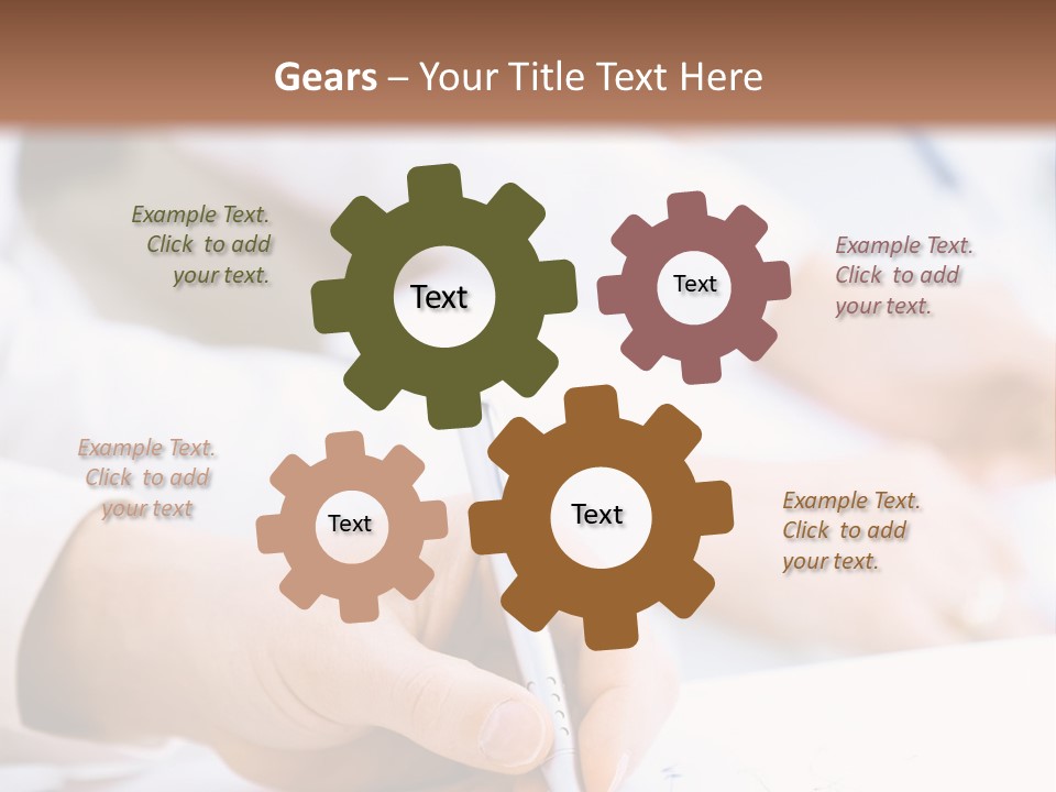 Business People Sitting In A Row And Writing Notes. Close-Up Of Writing Hands. Browse My Portfolio For Horizontal Version. PowerPoint Template