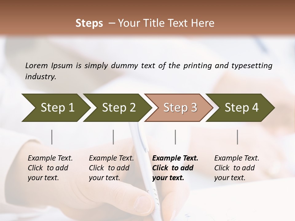 Business People Sitting In A Row And Writing Notes. Close-Up Of Writing Hands. Browse My Portfolio For Horizontal Version. PowerPoint Template