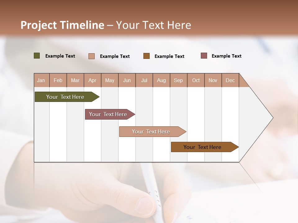 Business People Sitting In A Row And Writing Notes. Close-Up Of Writing Hands. Browse My Portfolio For Horizontal Version. PowerPoint Template