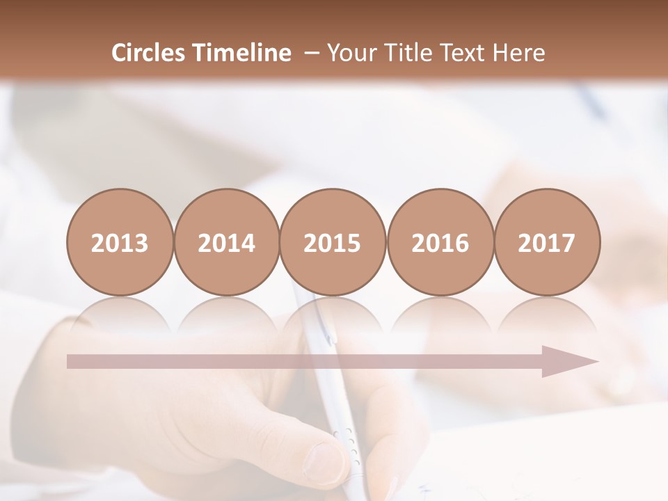 Business People Sitting In A Row And Writing Notes. Close-Up Of Writing Hands. Browse My Portfolio For Horizontal Version. PowerPoint Template