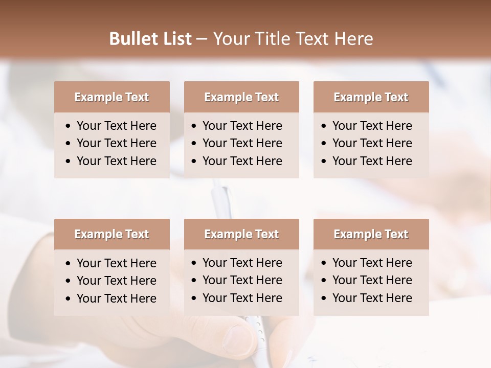 Business People Sitting In A Row And Writing Notes. Close-Up Of Writing Hands. Browse My Portfolio For Horizontal Version. PowerPoint Template