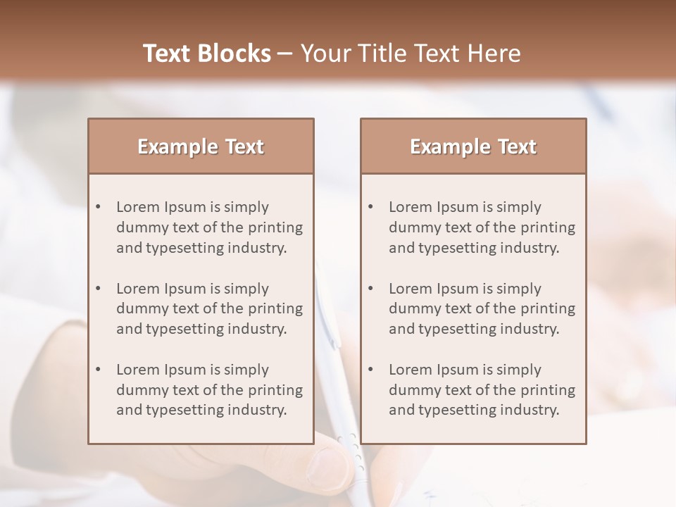 Business People Sitting In A Row And Writing Notes. Close-Up Of Writing Hands. Browse My Portfolio For Horizontal Version. PowerPoint Template