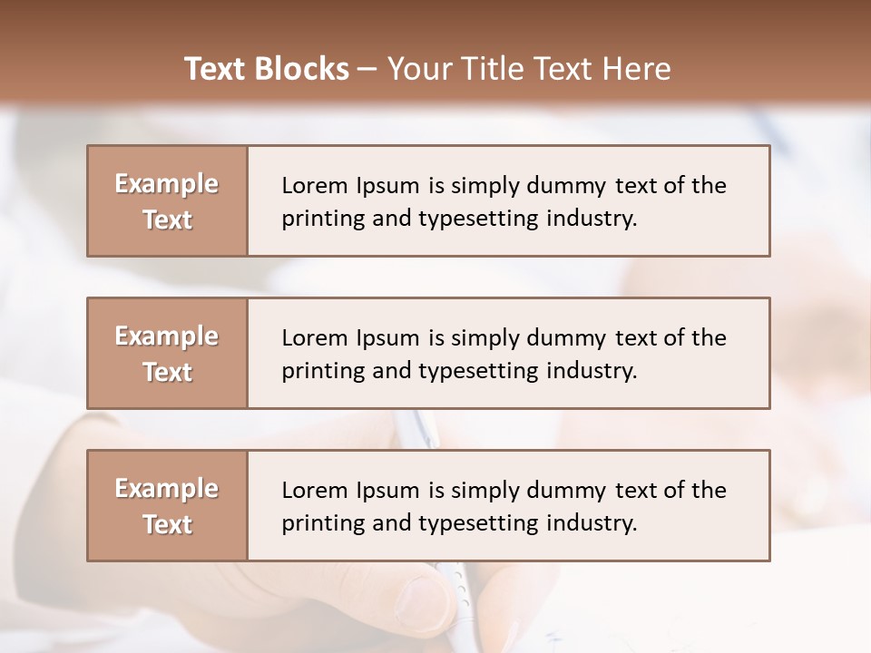 Business People Sitting In A Row And Writing Notes. Close-Up Of Writing Hands. Browse My Portfolio For Horizontal Version. PowerPoint Template
