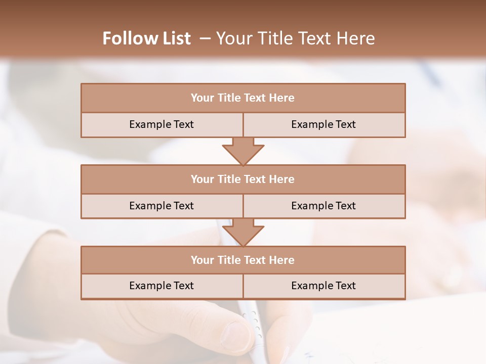 Business People Sitting In A Row And Writing Notes. Close-Up Of Writing Hands. Browse My Portfolio For Horizontal Version. PowerPoint Template