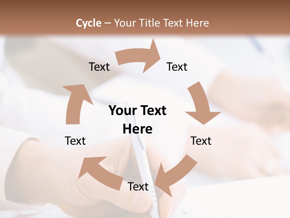 Business People Sitting In A Row And Writing Notes. Close-Up Of Writing Hands. Browse My Portfolio For Horizontal Version. PowerPoint Template