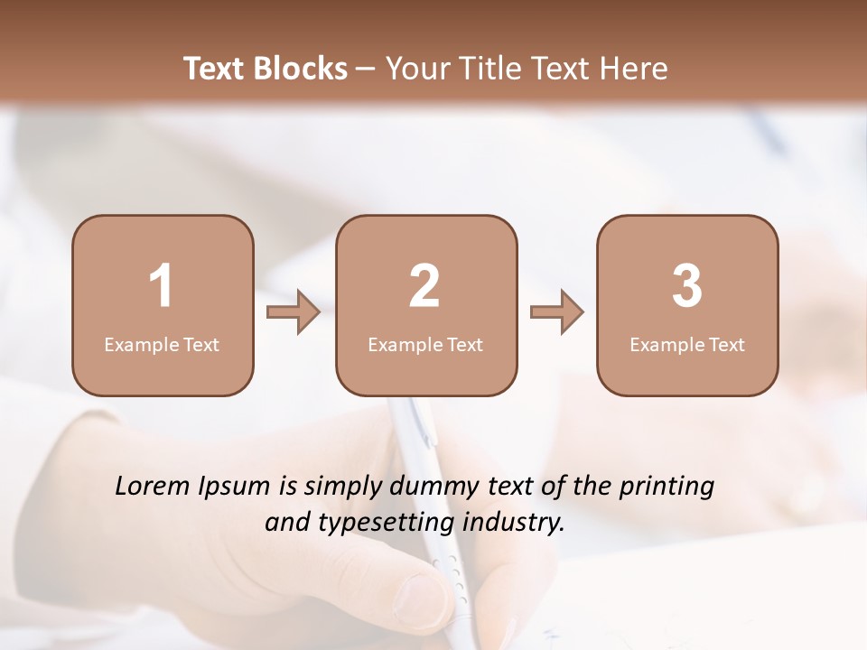 Business People Sitting In A Row And Writing Notes. Close-Up Of Writing Hands. Browse My Portfolio For Horizontal Version. PowerPoint Template